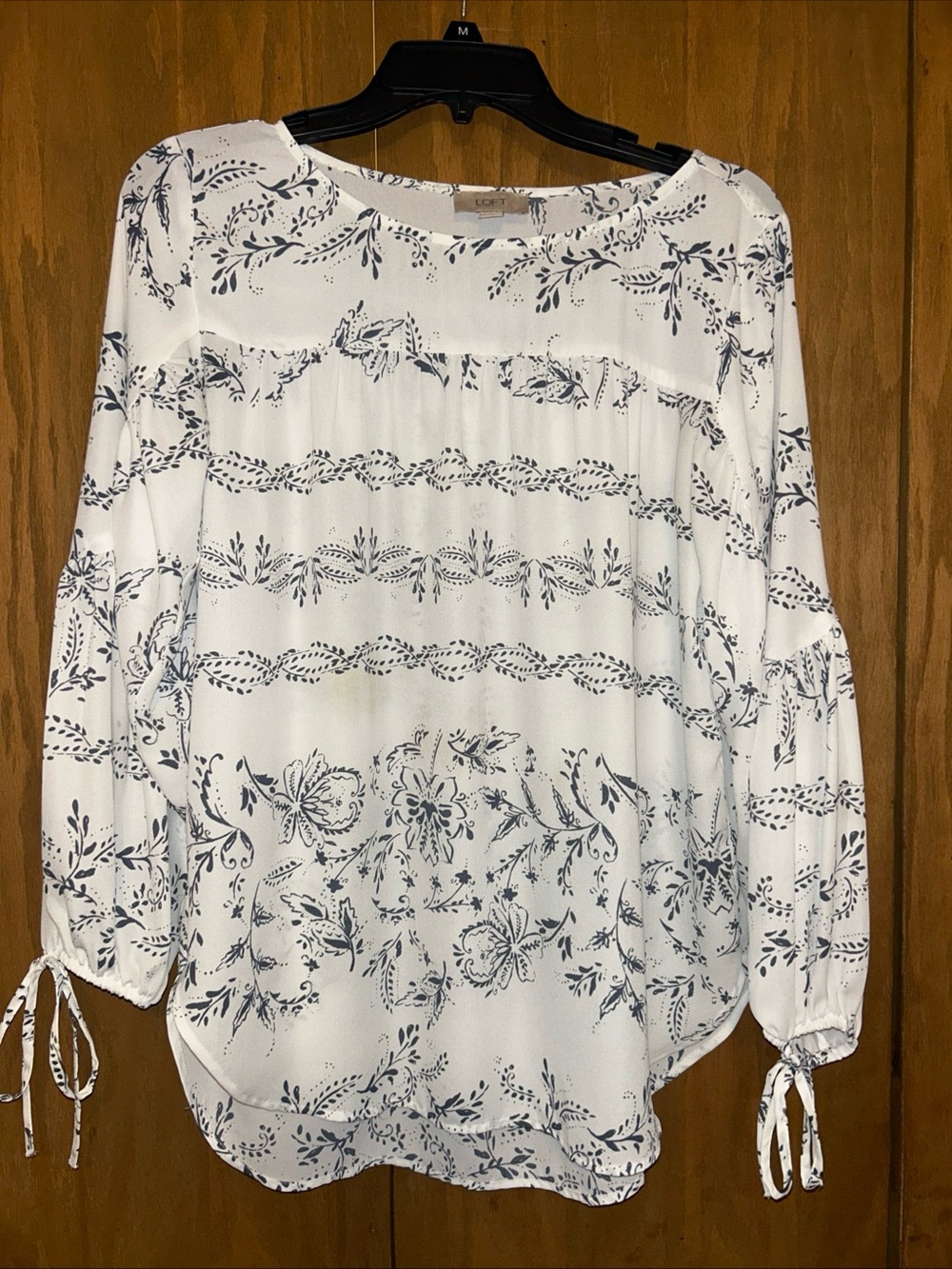 LOFT White Floral-Botanical Print Women's Blouse